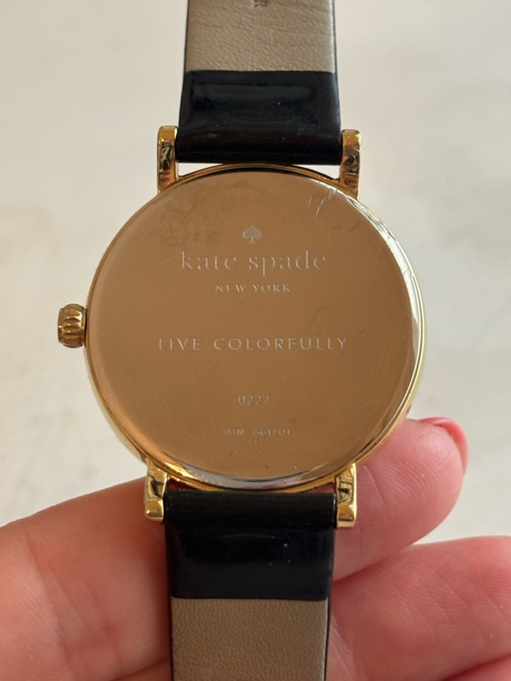 kate spade Black and Gold Scallop Dial Patent Leather Strap Watch - Picture 4 of 5